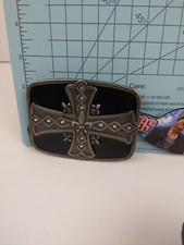 Pugs Gear Fleur De Lis Lily Flower Enamel Silver Women's Belt Buckle NWT