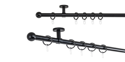 Gardinenstange auf Maß Rohr Ball Deckenabstand 4cm Farbe: Schwarz