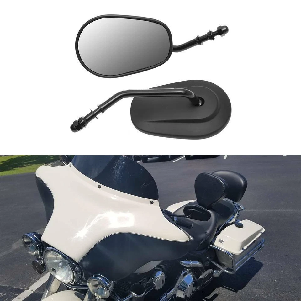 Espejos retrovisores laterales negros de vástago largo para motocicleta Harley-Davidson Fat Boy Foto 3 de 4