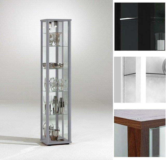 Floor Standing Tall Glass Display Cabinet 1 Door Mirrored With Light Toys Vapes