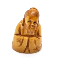 RARE Mid Century  Butterscotch Bakelite Asian Figure  1 1/2" Simichrome Tested