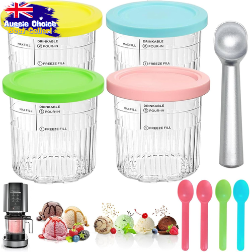 4-Pack Cups for Ninja Creami XL 24oz Pints - BPA-Free, Leak-Proof, Lids & Scoops - Picture 11 of 12