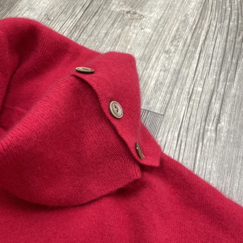 Suéter Jones New York Collection 100% Cachemira Cuello Capucha Rojo Talla S Manga 1/2 Foto 2 de 4