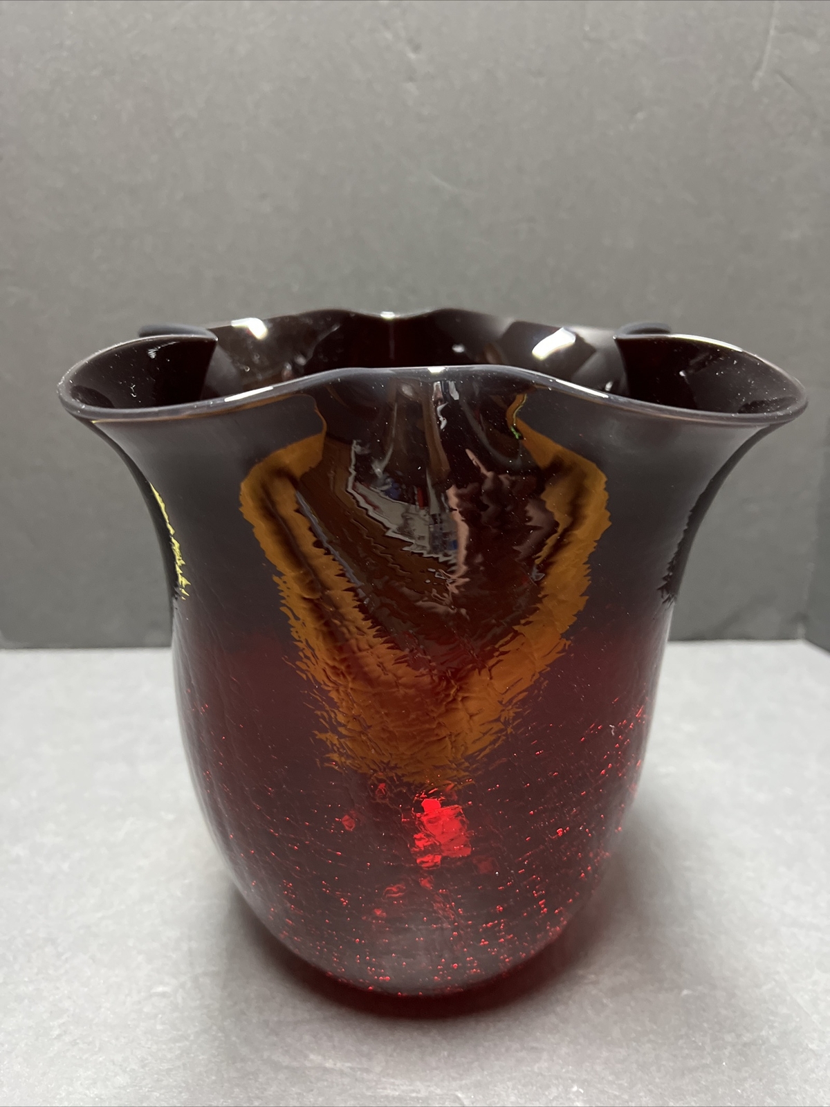 Vintage Mid Century BLENKO 404-M Crackle Glass RUBY RED 8.5” | eBay