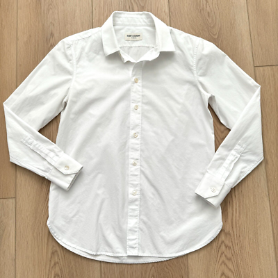 Saint Laurent Paris Womens F38 Crisp White Blouse Long Sleeve 