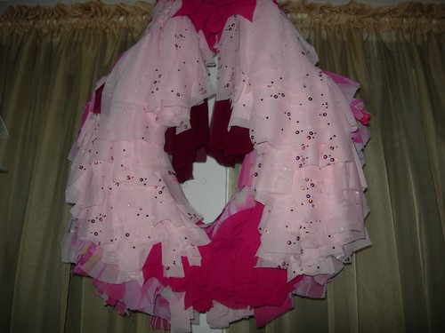 DOUBLE RAG EASTER WREATH--19" LONG--PINK WITH SEQUINS--#E2-2 - Picture 14 of 24