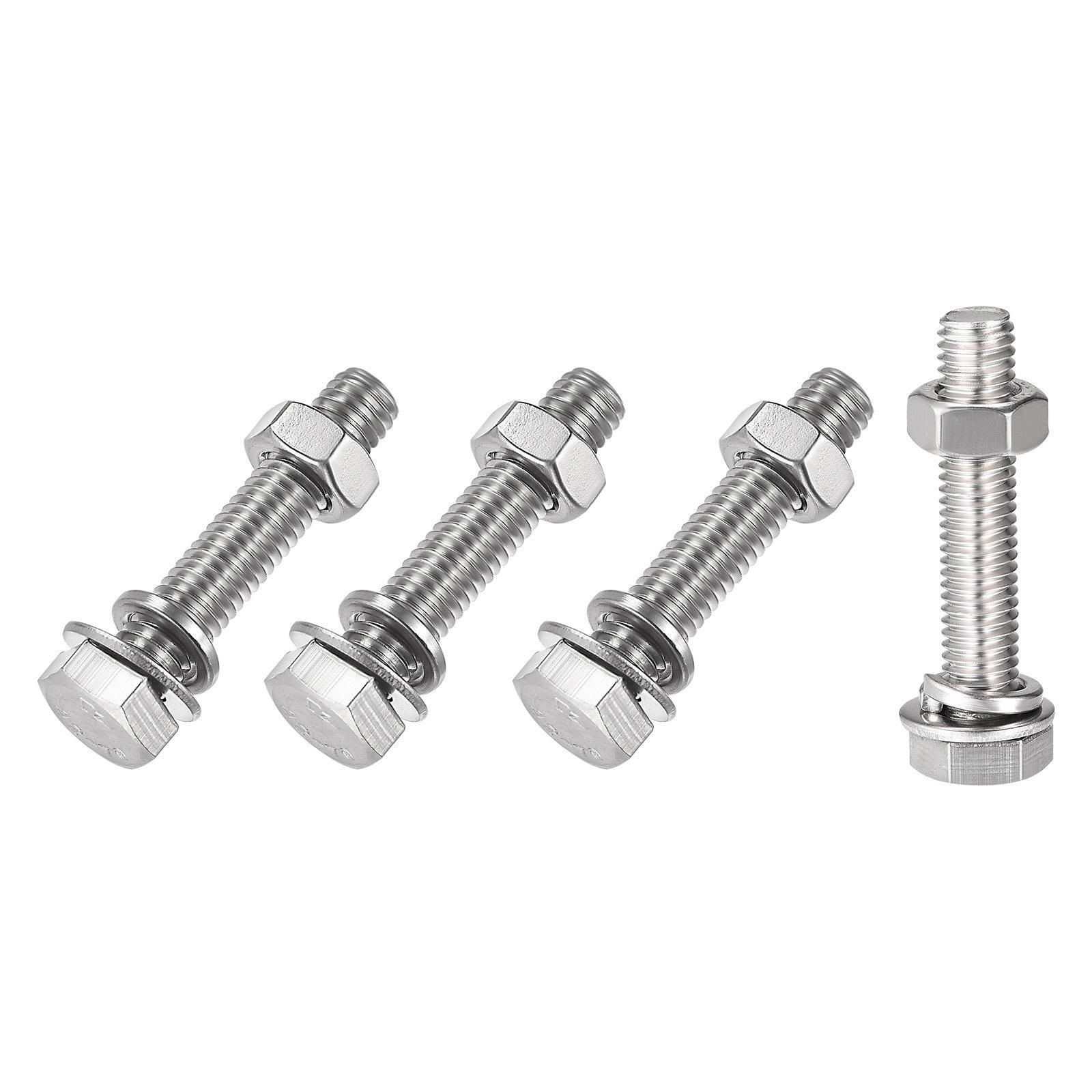 M8x40mm Hex Head Screws Bolts Nuts Washers Kit 4 Sets