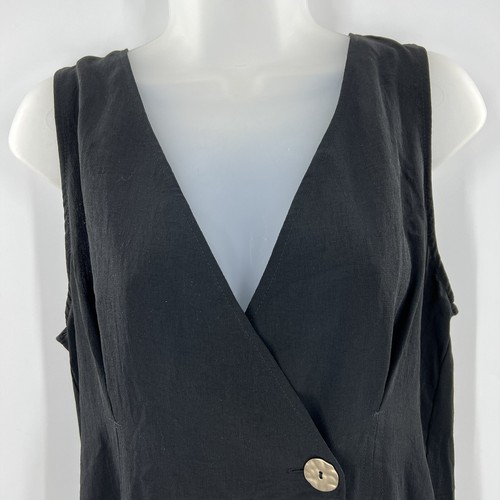 TopShop Womens Long Black Dress Sleeveless Buttoned Size 8 - Afbeelding 7 van 18