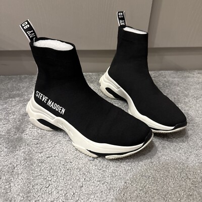 Women's Steve Madden Black Sock Trainers, Uk Size EUR 39