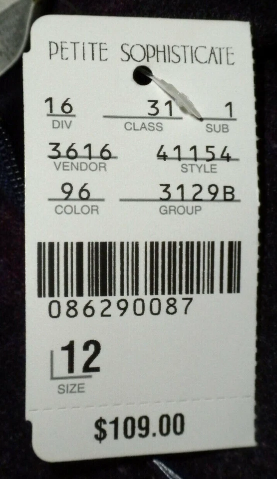 NUEVO CON ETIQUETAS~ Chaqueta Suéter a Cuadros Púrpura Multicolor Para Mujer Petite Sophisticate Talla 12 Foto 4 de 4