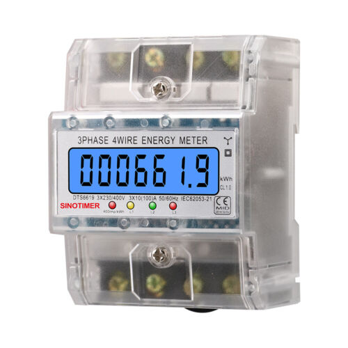 LCD Backlight 3 Phase 4 Wires Electric Energy Meter 50/60HZ KWh Meter for Indoor - Picture 16 of 18