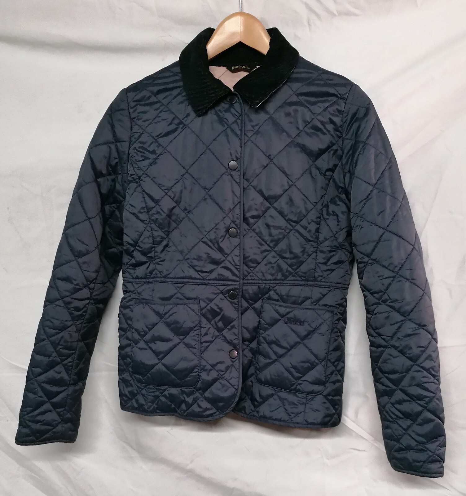 Barbour Navy Deveron Diamond Quilt Lightweight Jacket - UK Size 12, EUR Size 38