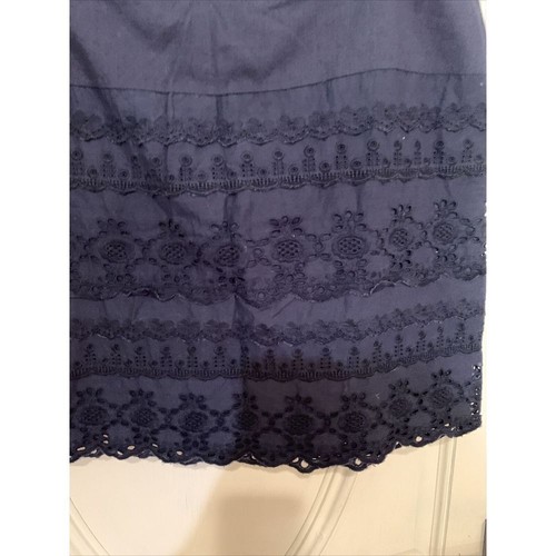 G H Bass Co Navy Blue Eyelet Lace Back Zip Women's Mini Skirt Sz 12 cottagecore - Picture 3 of 6