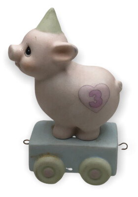 Precious Moments Birthday Train Pig Heaven Bless Your Special Day Age 3