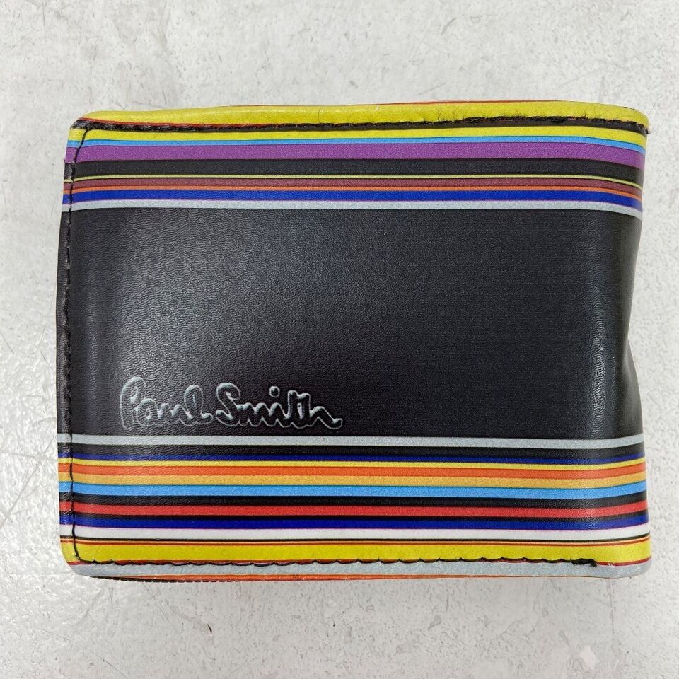 Paul Smith Wallet Black Multicoloured Stripes Mini Cooper Faux Leather ...