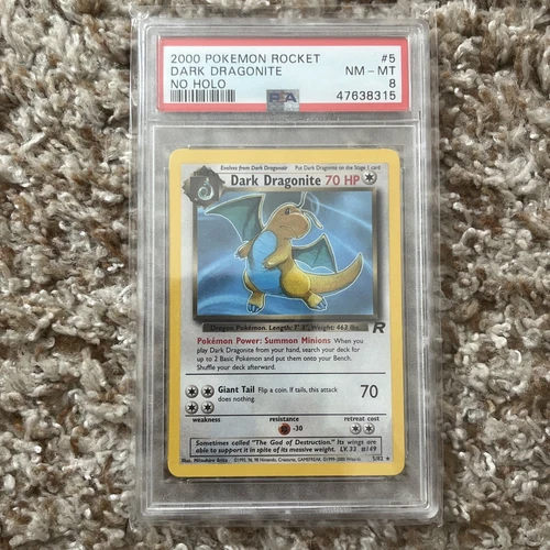 Pokemon PSA 8 NM-MINT Dark Dragonite NO Holo Error Super Rare - 5/82