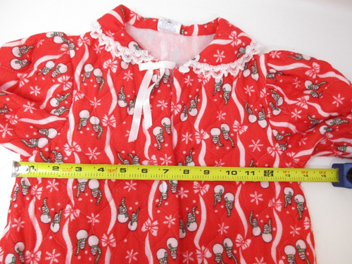 Girls Christmas Vintage Nightgown Robe Quilted Red Lace Cassie USA Sz 8 Snowman - Picture 9 of 10