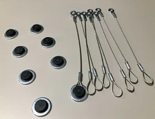 16pcs) 6" Long Steel Cable Loop & Eye End,Lanyard w/Magnet for Quick Release Pin