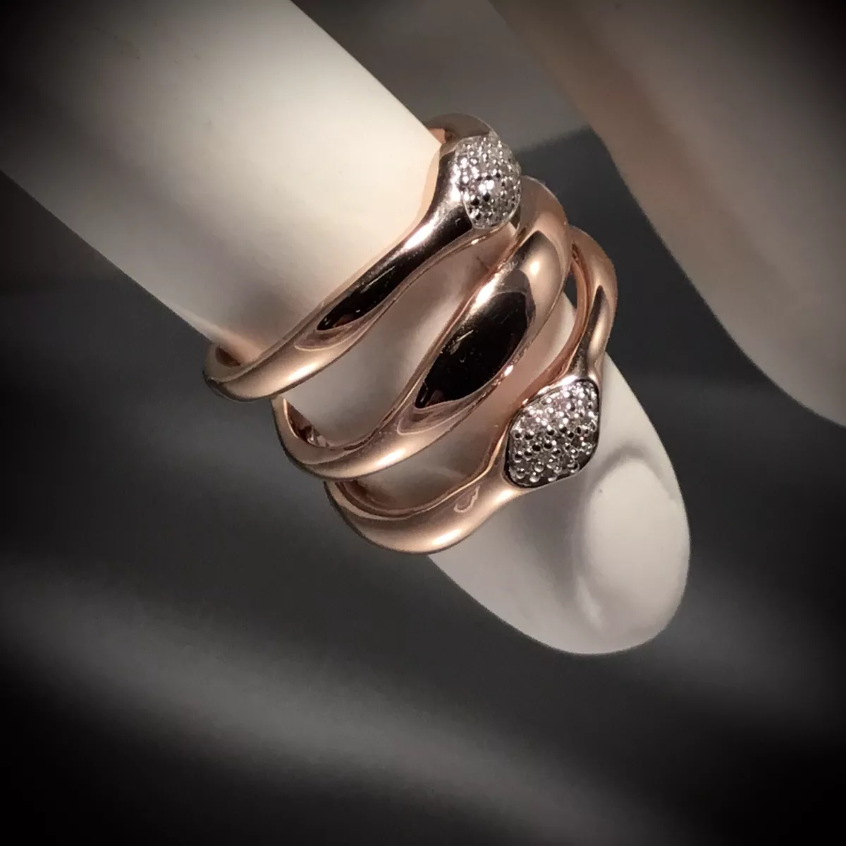 NWT MONICA VINADER 18K RP NURA TEARDROP MULTI BAND DIAMOND RING
