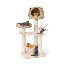 PETSITE Woven Cat Tree, Modern Cat Tower with Hammock  Scratching Posts, Cat...