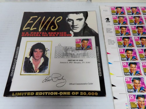 ELVIS PRESLEY SHEETS OF POSTAGE STAMPS 29 X 40 X 3 & Limited First Day Issue - Picture 3 of 4