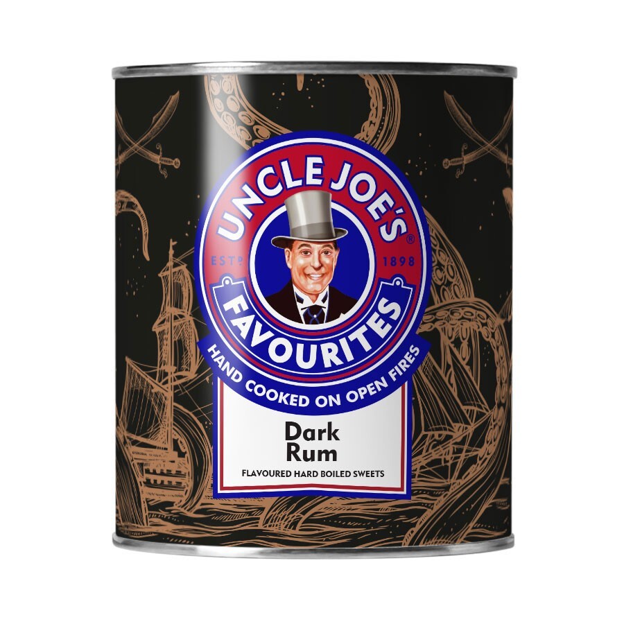 Uncle Joes Favourites Dark Rum Flavoured Hard Boiled Sweets 120g Gift Tin