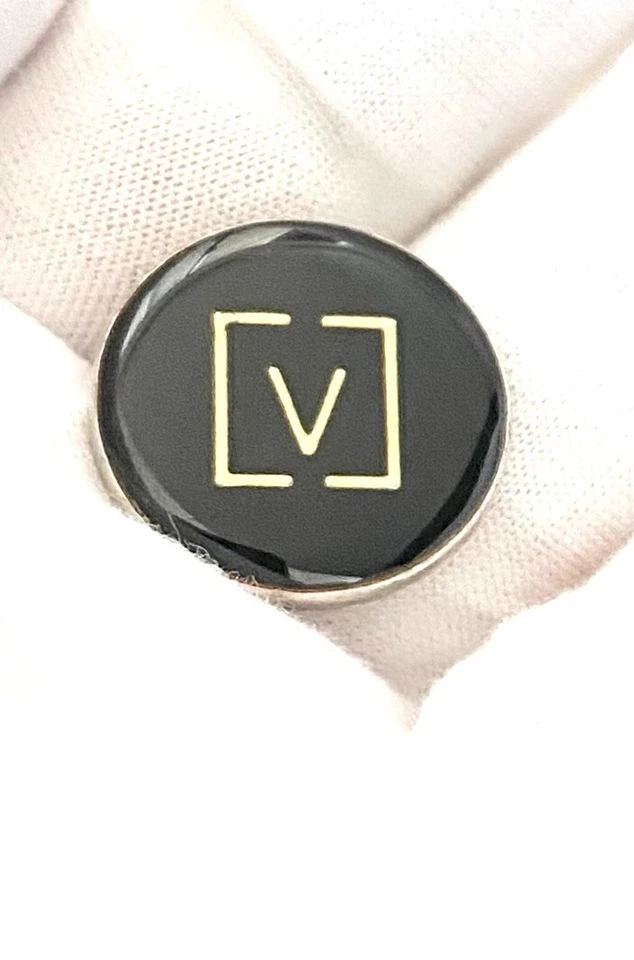 (9) VALENTINO V Logo Black Gold Buttons Replacement Suit Jacket Coat Cuffs VTG - Image 3 of 4