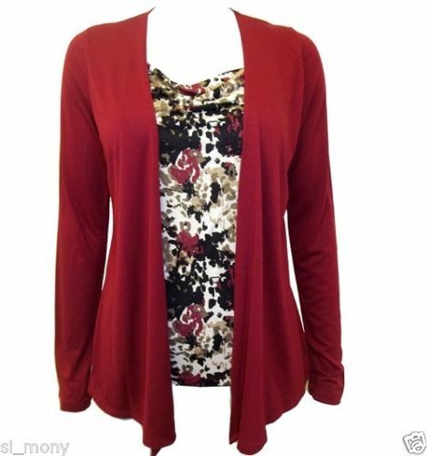 Mulberry Cardigan Top 2 in 1 Cowl Neck 