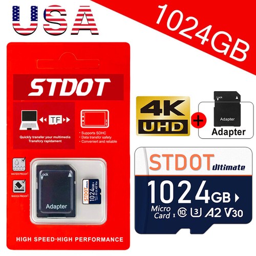 1TB 64GB 128GB 256GB Micro SD TF Card Memory Card High Speed Memoria & Adapter