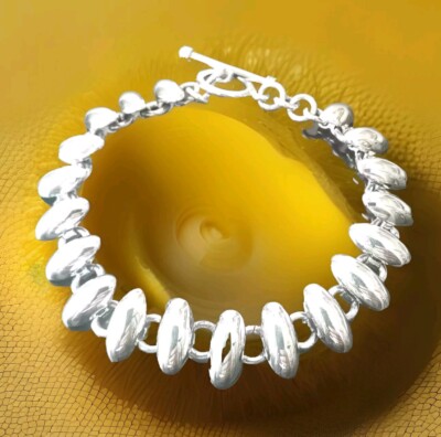 Erick's Sterlingsilber Samen Form Gliederarmband 8 Zoll long taxco.925