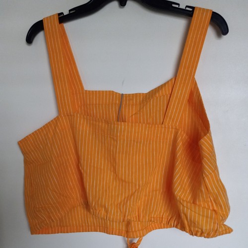 A New Day Orange White Striped Sleeveless Button Drawstring Crop Top Sz XXL NEW - Picture 3 of 4
