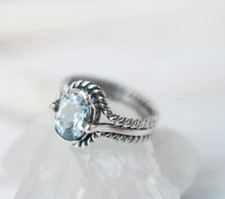 925 Sterling silver Natural Blue Topaz Ring Gemstone Women Jewelry For Her M 9
