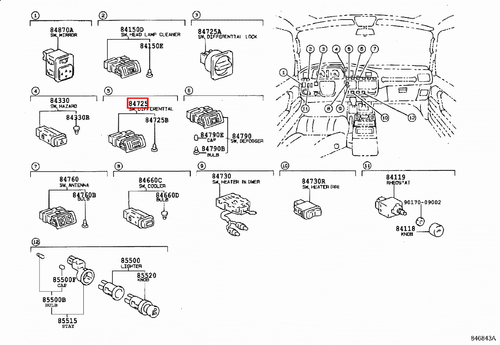 Genuine Toyota LandCruiser HZJ80 HDJ81 HDJ80 FZJ80 FJ80 Centre Diff Lock Switch - Picture 3 of 11