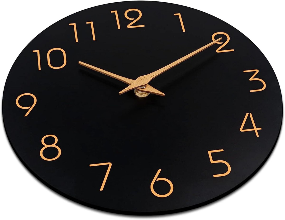 Analog Clock Reloj De Manecillas En Vivo Reloj De Pared Negro 10