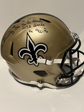 PAT SWILLING 4 Inscriptions Signed New Orleans Saints FS Full Size Helmet BAS