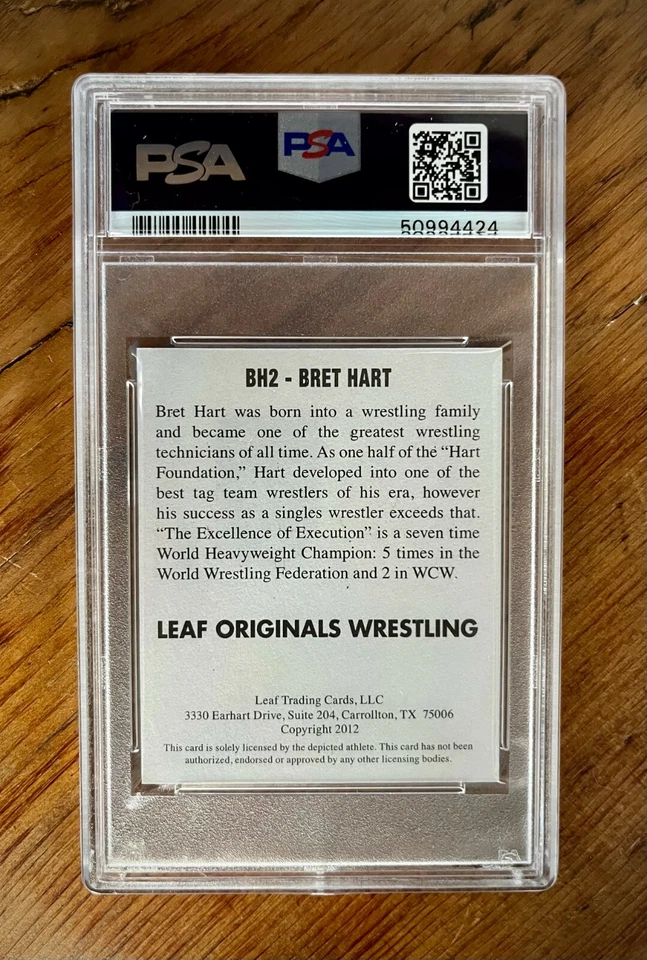 2012 Leaf Originals Wrestling Bret Hitman Hart #BH2 Auto Autograph PSA WWE Card - Image 2 of 2