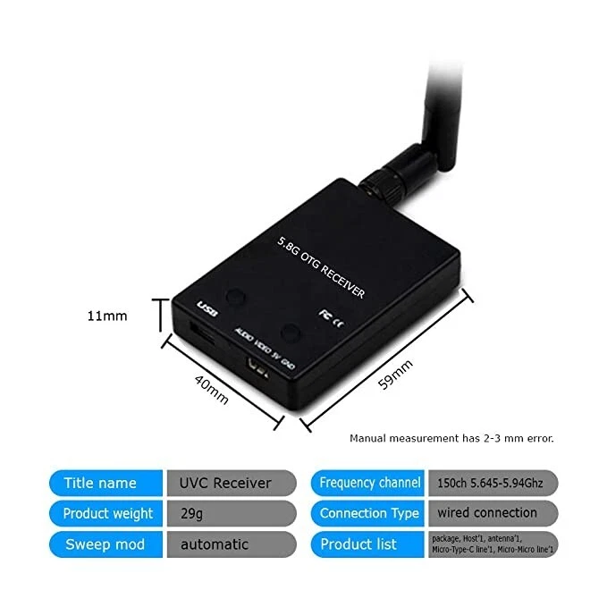 Recepteur Video USB et OTG pour Drone FPV 5.8GHz ROTG01/FUAV/SKYDROID - Imagen 2 de 4