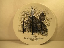 Feuerwache Feuerwehr Berlin Zehlendorf Andenken Porzellan Wandteller 1983