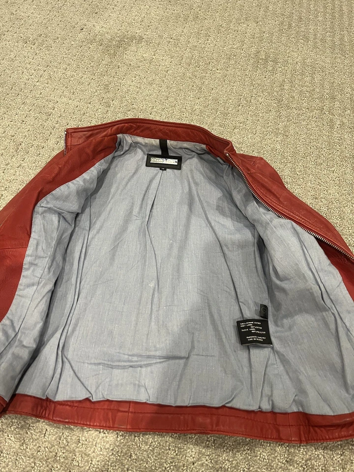 Black Rivet 100% Genuine Leather Moto Jacket Women Size XS Biker Red - Image 3 of 4