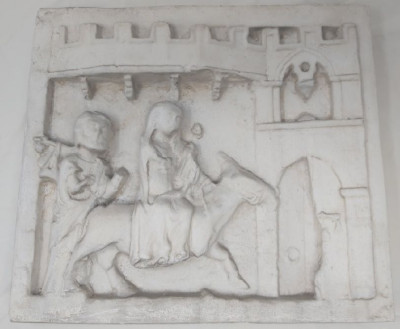 Moulage En Plâtre Bas-relief – La Fuite En Égypte – Bethléem – Sainte Famille