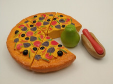 Realistic Play Food Pizza Hut Supreme Deep Dish 1987-88 plus Hot Dog Pear Prop