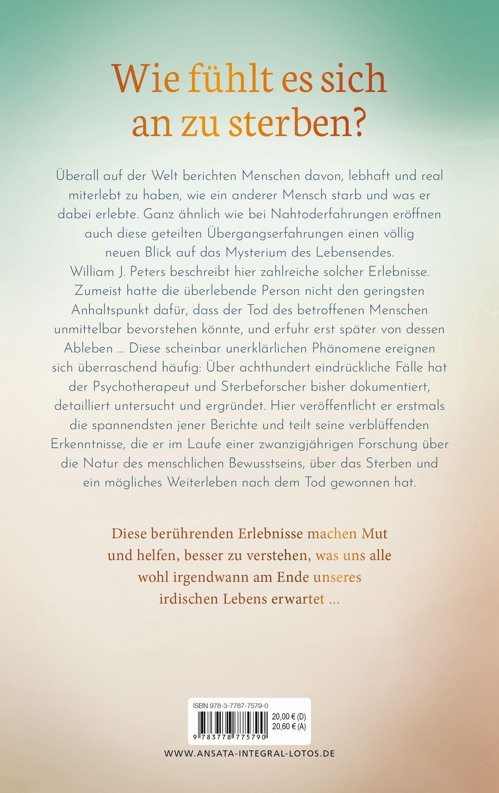 Thumbnail - An Der Schwelle Zur Unendlichkeit William Peters (u. A.) Buch 304 S.