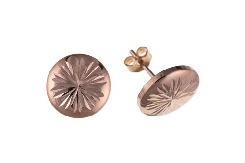 Orecchini A Bottone Oro Rosa 14K Con Diamanti Neri Naturali 1 Carato - Made In USA