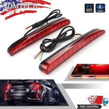Rear Bumper Reflector Brake Light w Sequential Turn Signal For Honda Civic 17-21