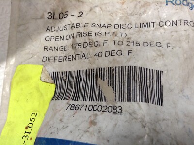 NEW White Rodgers 3L05-2 Adjustable Snap Disc Limit Control