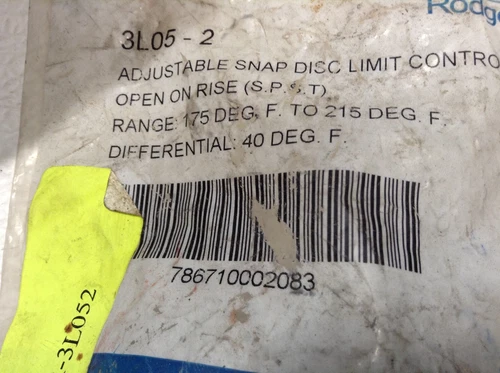 NEW White Rodgers 3L05-2 Adjustable Snap Disc Limit Control