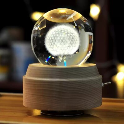 Crystal ball sky city wooden music box custom send girl birthday gift lover gift