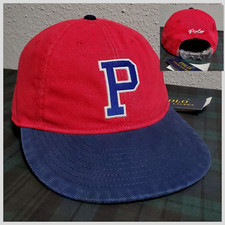 POLO RALPH LAUREN TWILL Men's Logo-Patch 6-PANEL RED/BLUE LEATHER STRAPBACK HAT