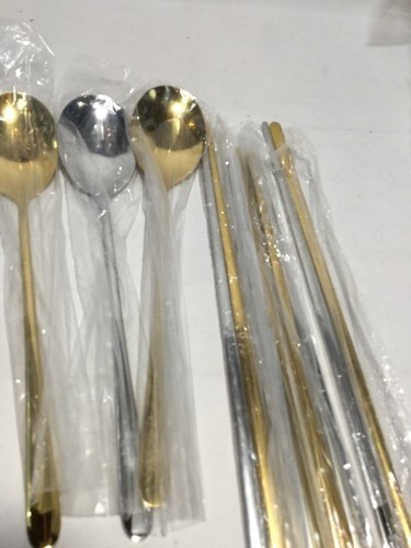 Juego de 4 cucharas y palillos - Juego de vajilla de acero inoxidable 304 - Comida china - Imagen 3 de 8