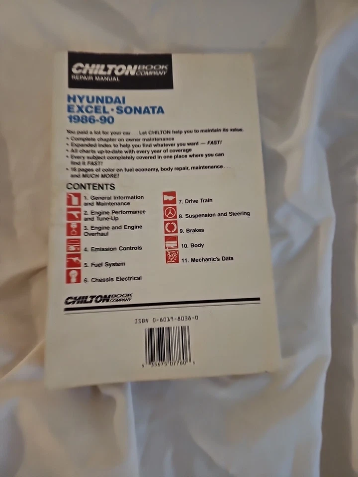 Hyundai Elantra Excel Scoupe Sonata 1986-1990 Chilton manual de reparación PN# 7760 Foto 2 de 2